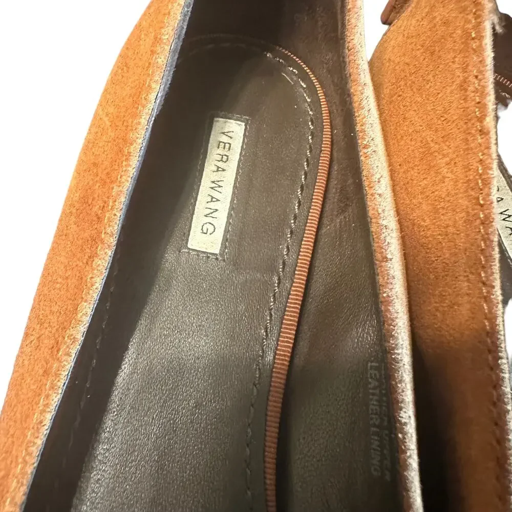 Vera Wang Rust Brown Leather Ballet Flats Back Zip Women’s Size 7